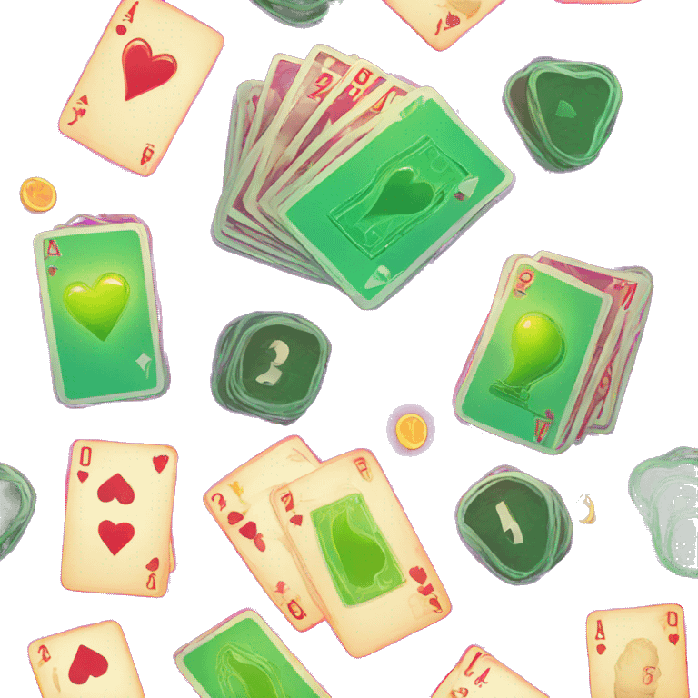 gambling cards with neon elements emoji