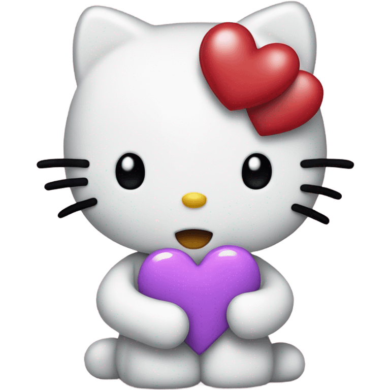 Hello kitty holding a heart emoji