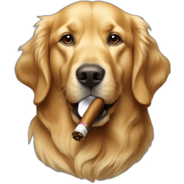 A Golden retriever smoking a cigar emoji