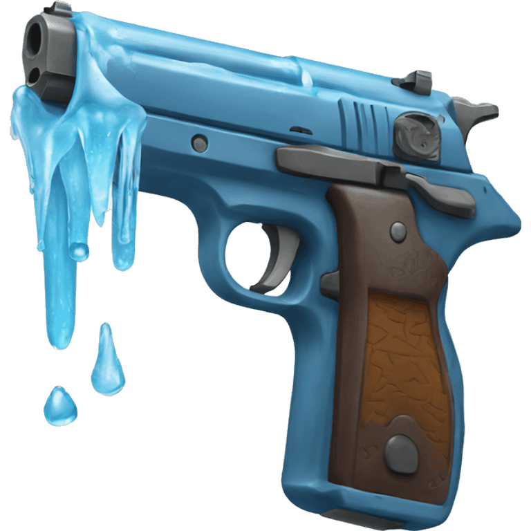 frozen pistol, blue pistol, icicles dripping emoji