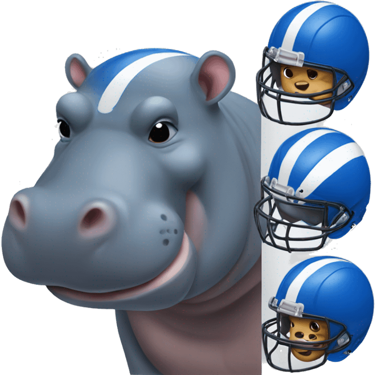 hippo wearing a blue football helmet emoji