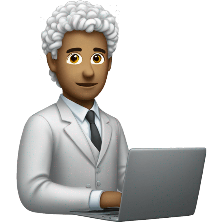 homme blanc avec des cheveux bouclé, un dégradé, et un laptop emoji