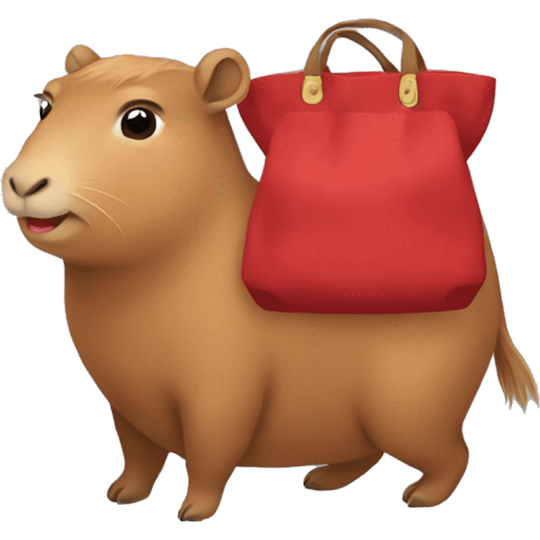 Red Bag with cute capybara  emoji