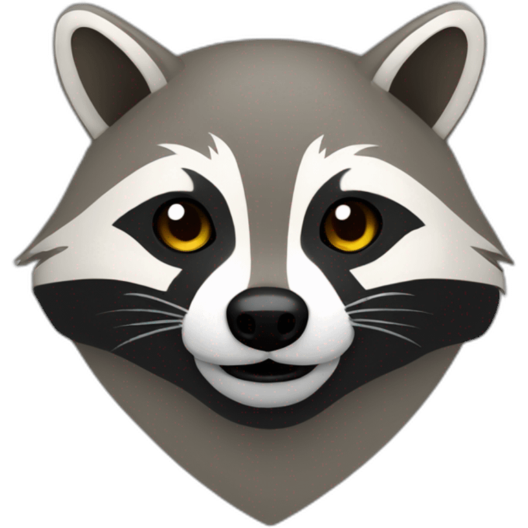 centered raccoon head shield emoji