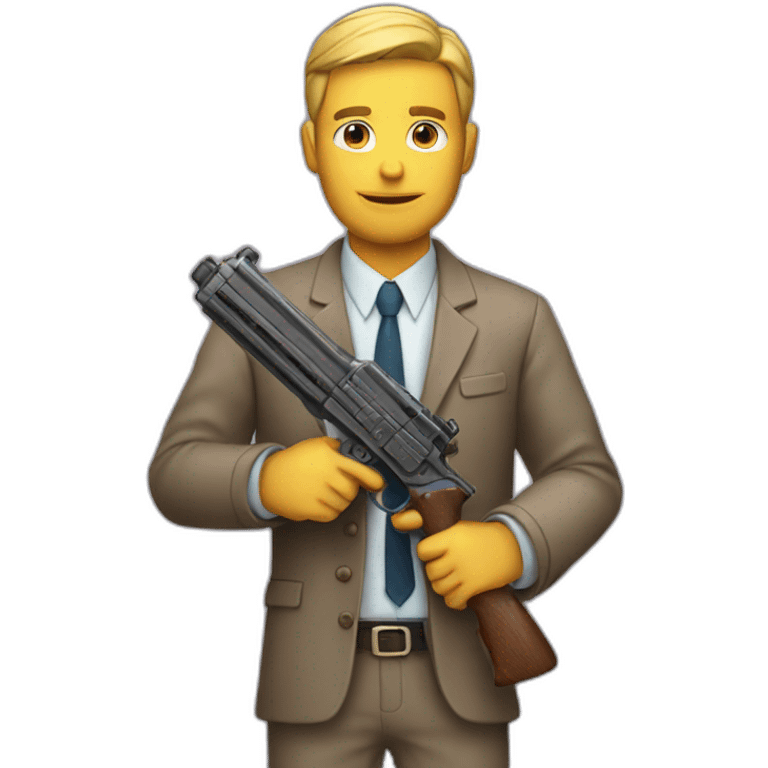 man holding toy gun at camera emoji