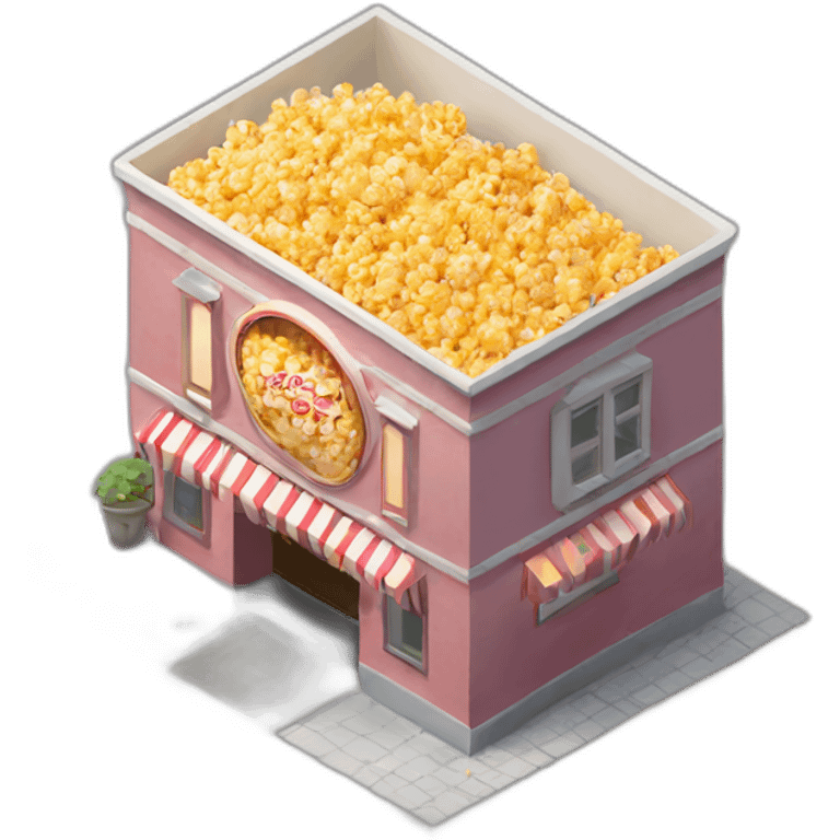 Popcorn cinema house isometric emoji