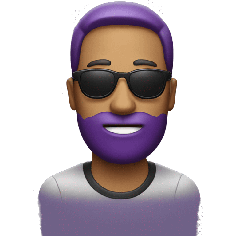 A guy wearing sunglasses with a eggplant in his mouth emoji