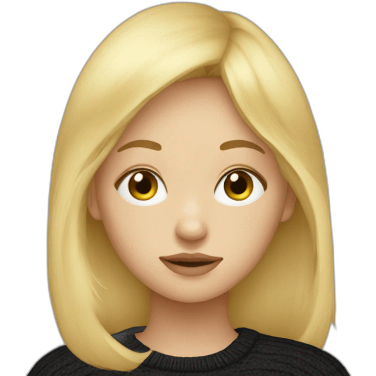 Blond girl with bang in black sweater sleep emoji