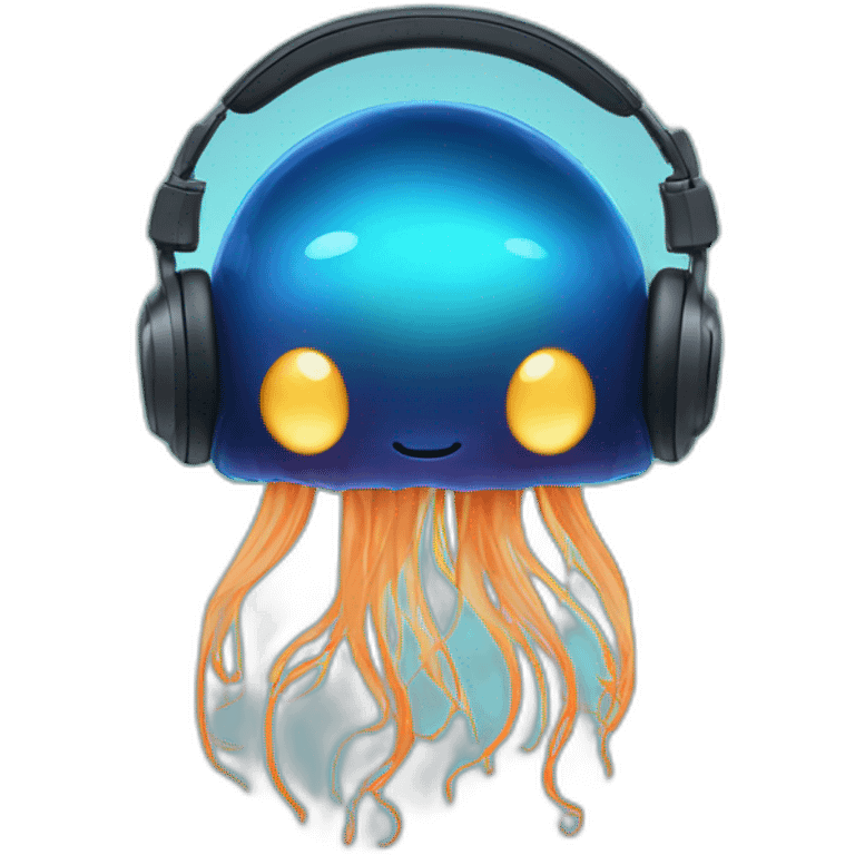 Blue Moonlight jellyfish with headphones no face emoji