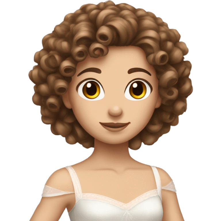 Curly brown hair white ballerina  emoji