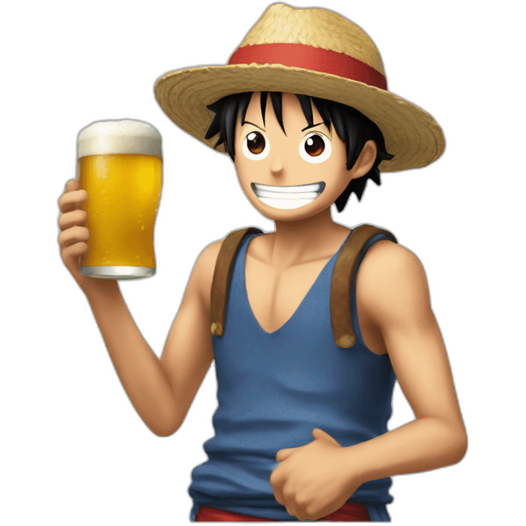 Luffy qui boit une bierre emoji