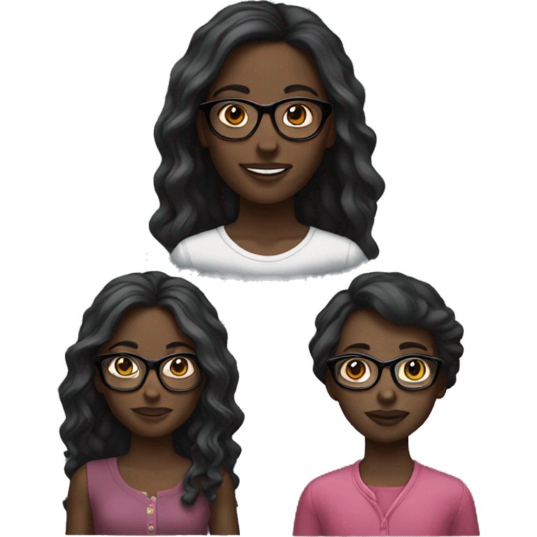 dark skin girl was glasses emoji