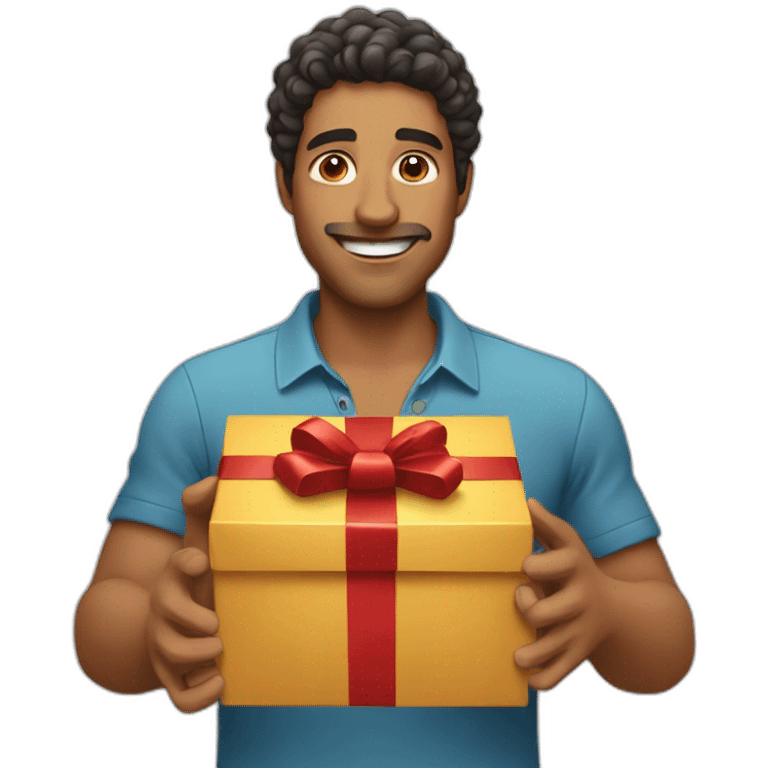 latin man opening gift emoji