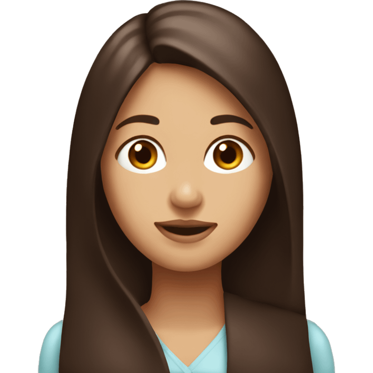 pretty lady with long straight chocolate brown hair emoji