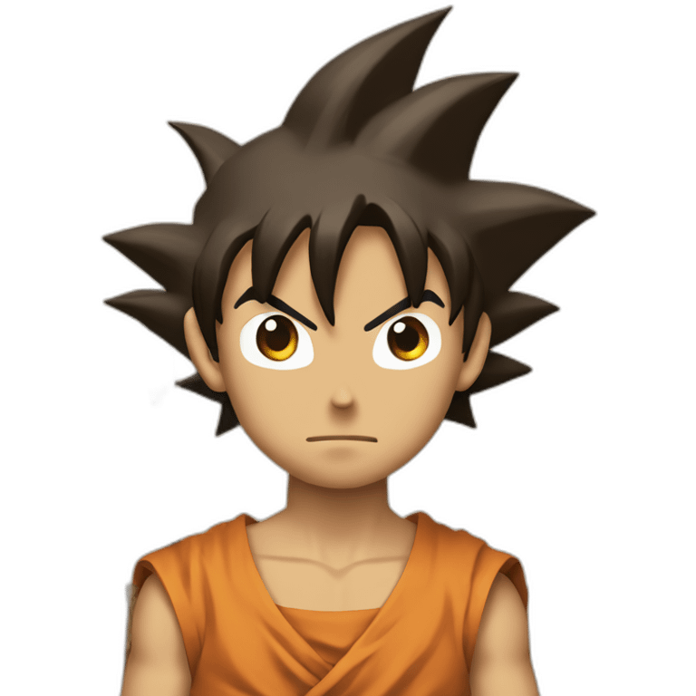 goku with a stick made of brown paper on his mouth emoji