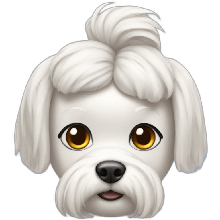 Maltese with hair tied up emoji