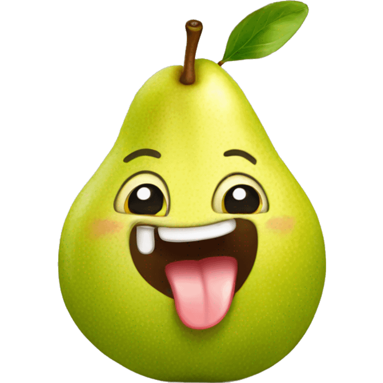 Cute happy pear with tongue emoji