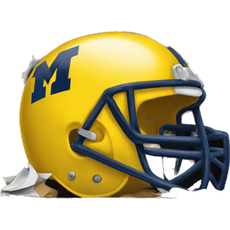 University of Michigan football helmet in a dumpster  emoji