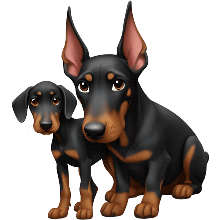 Doberman with baby emoji