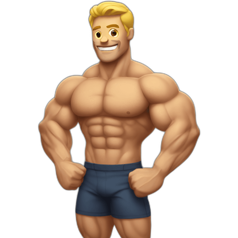 Emoji muscled man showing muscle emoji