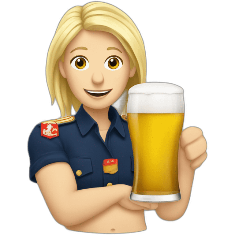 Marine lepen avec une bière emoji