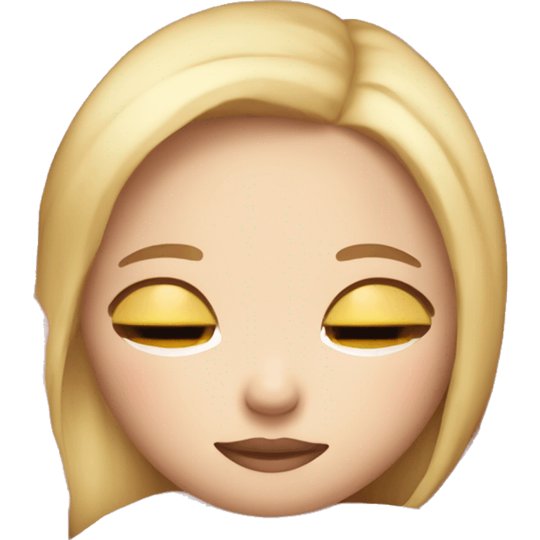 Blonde hair girl white skin sleeping with pink blanket emoji