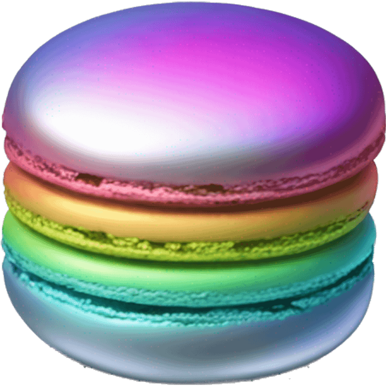 Realistic metallic silver macaroon with gradient colorful filling  emoji