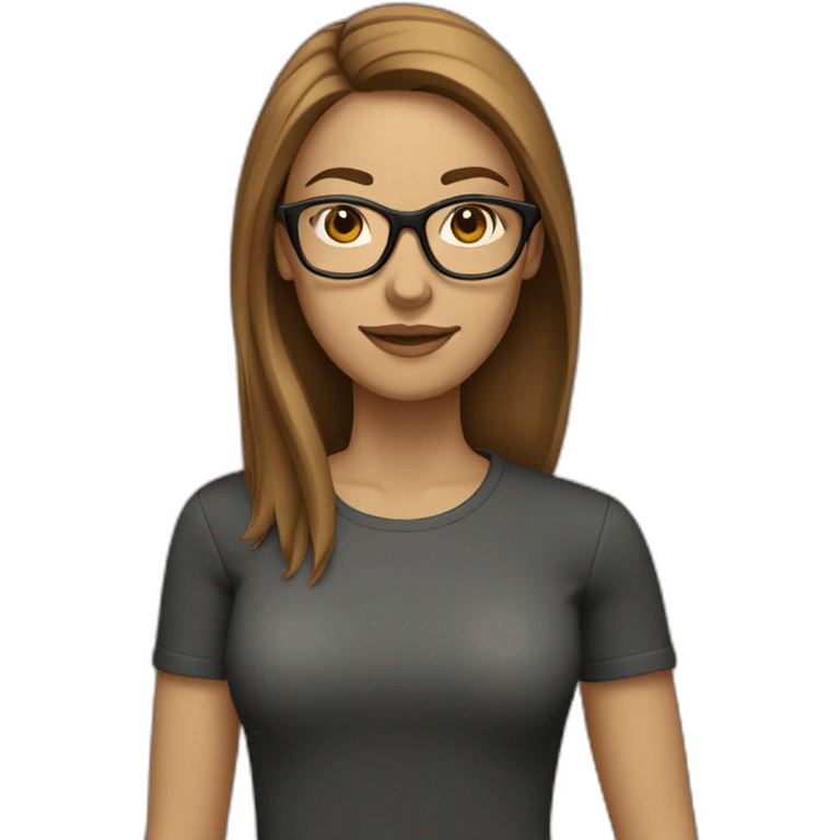 woman with straight light brown hair and glasses emoji