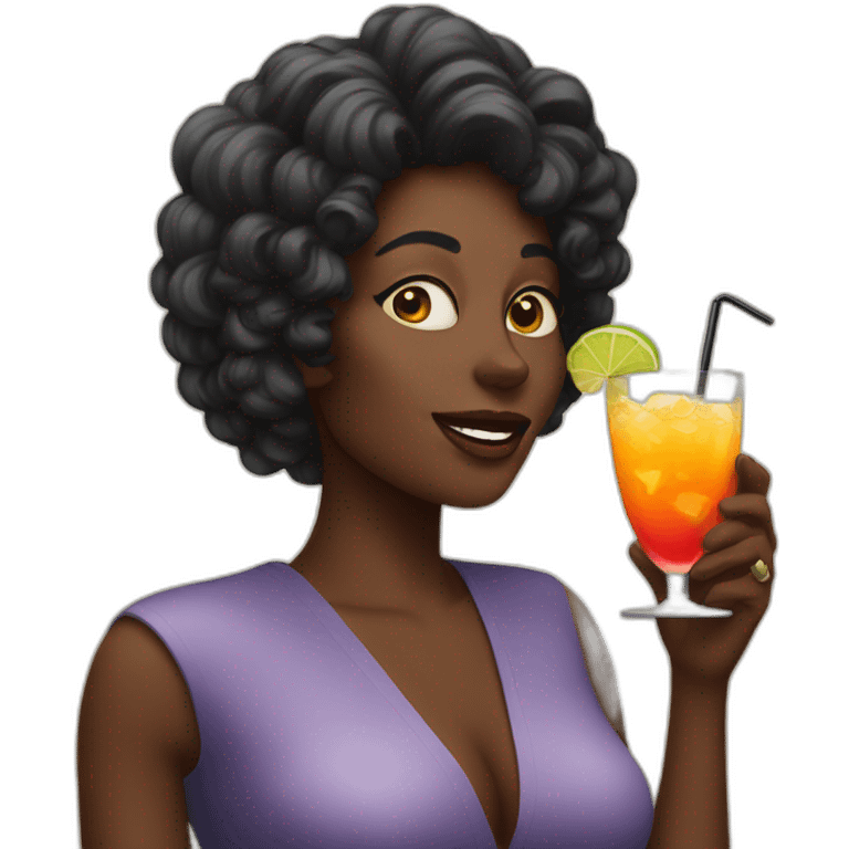 black lady drinking cocktail emoji