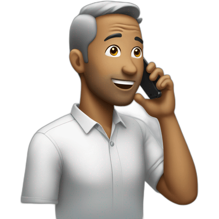 A man talks into a mobile phone emoji