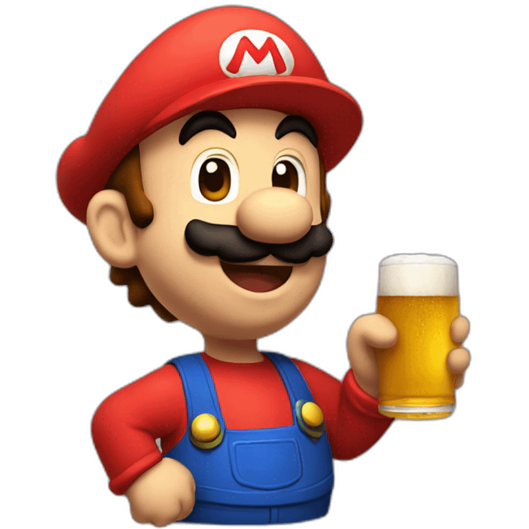 Mario who drinks a beer. emoji