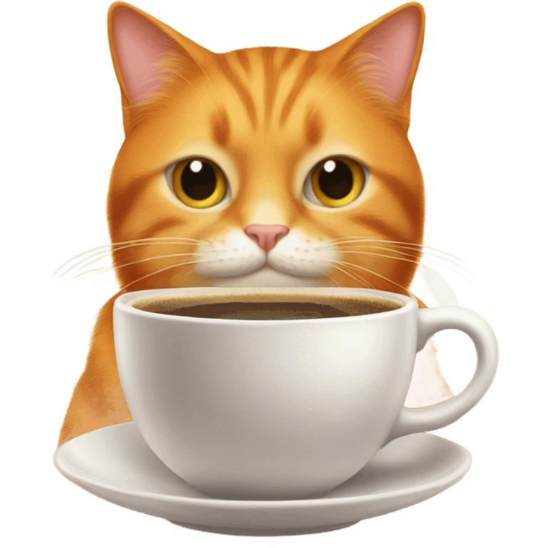 Orange cat drinking coffee emoji