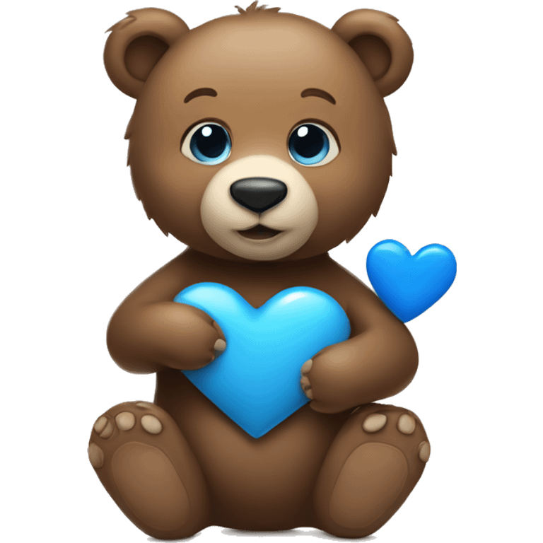 Bear holding blue heart emoji