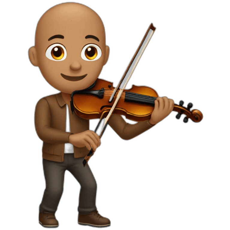 Brown-bald-playing-violin emoji