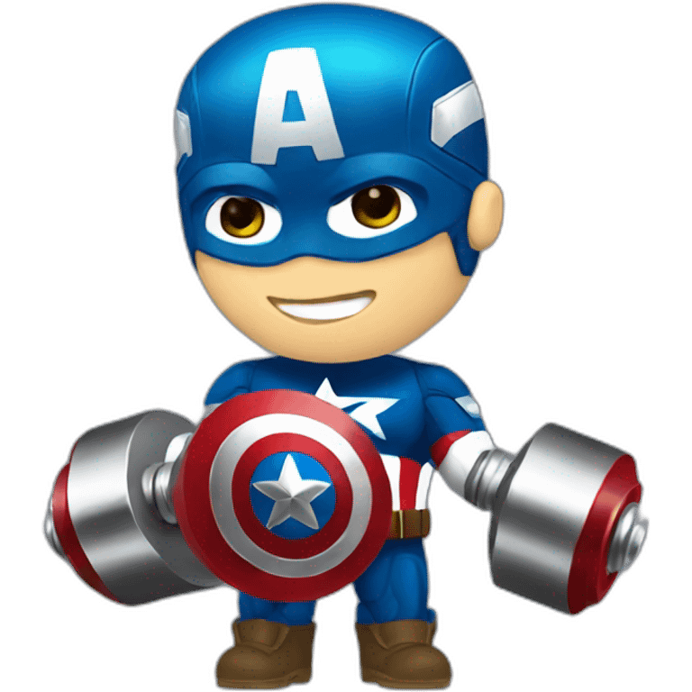 Captain America with dumbbells  emoji