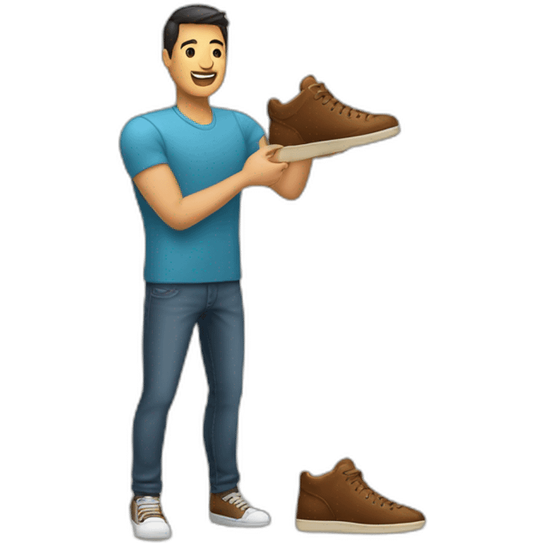 Cliente recibiendo zapatos de cuero emoji