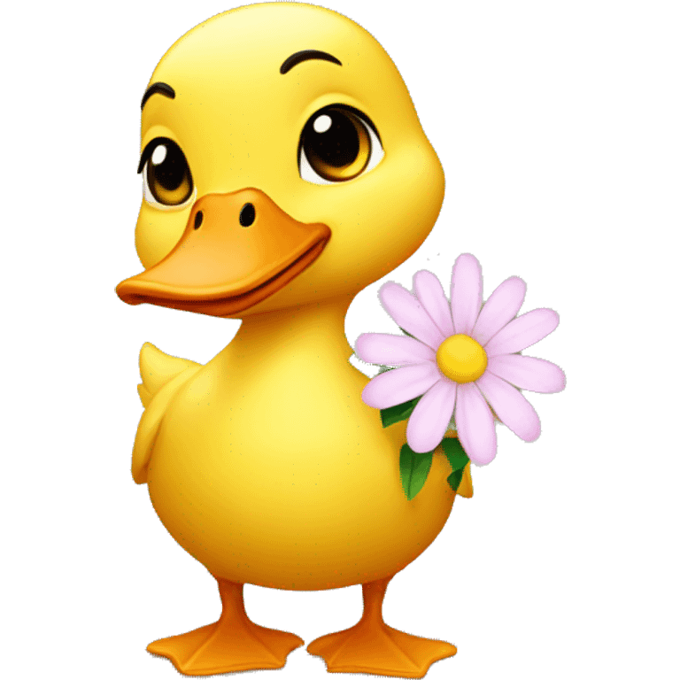 duckling holding flower emoji