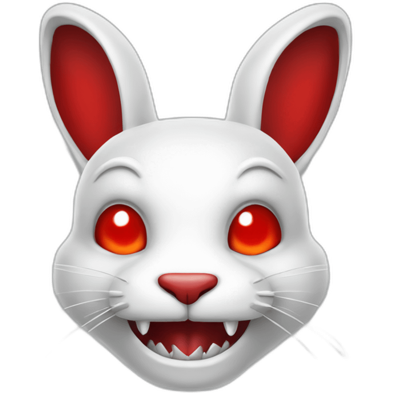 evil white rabbit with sharp fangs with red around mouth emoji