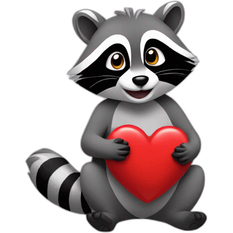 Racoon holding heart emoji