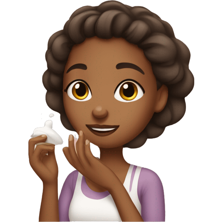 Brown girl applying on cream emoji