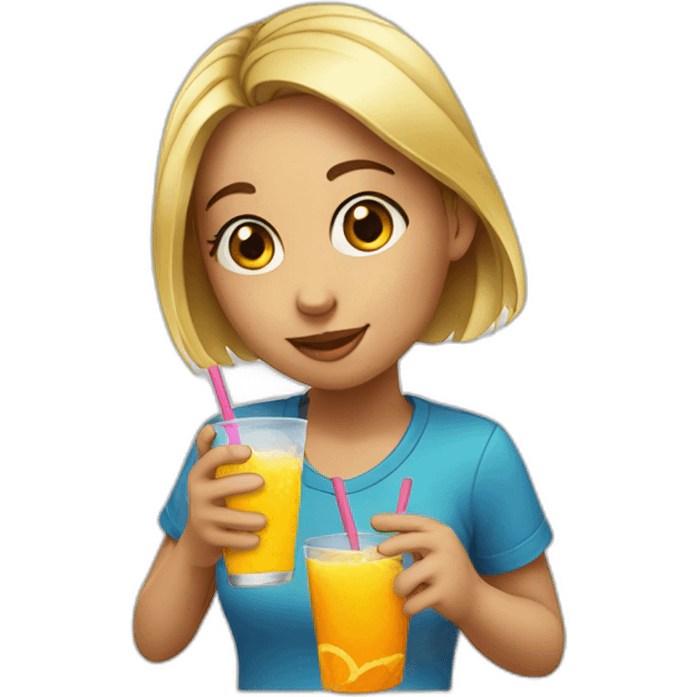 The girl drinks juice emoji