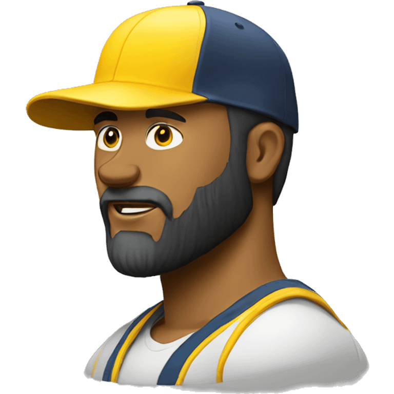 the confident bearded man with yellow baseball cap emoji