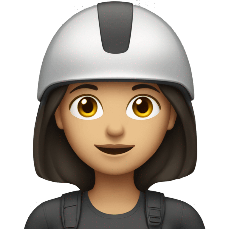 woman with long dark hair wearing a bike helmet emoji