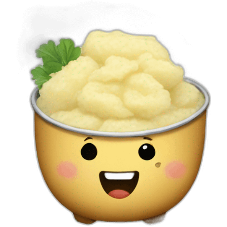 Bowl of Mash Potato with a smile, Peeling Sticker emoji