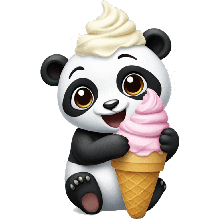 Panda eating ice cream emoji