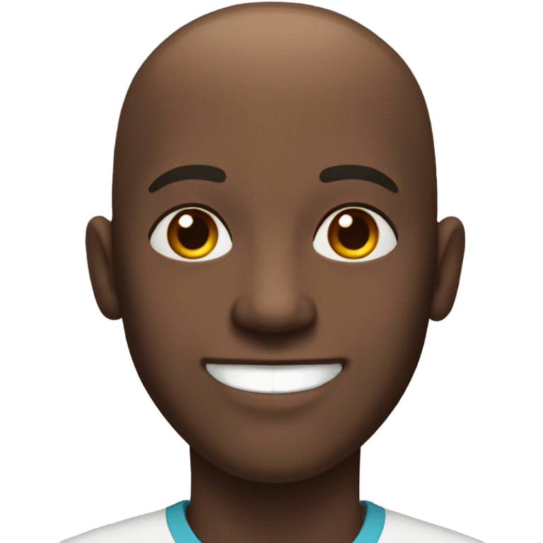 Dark brown skin bald man smiling portrait emoji