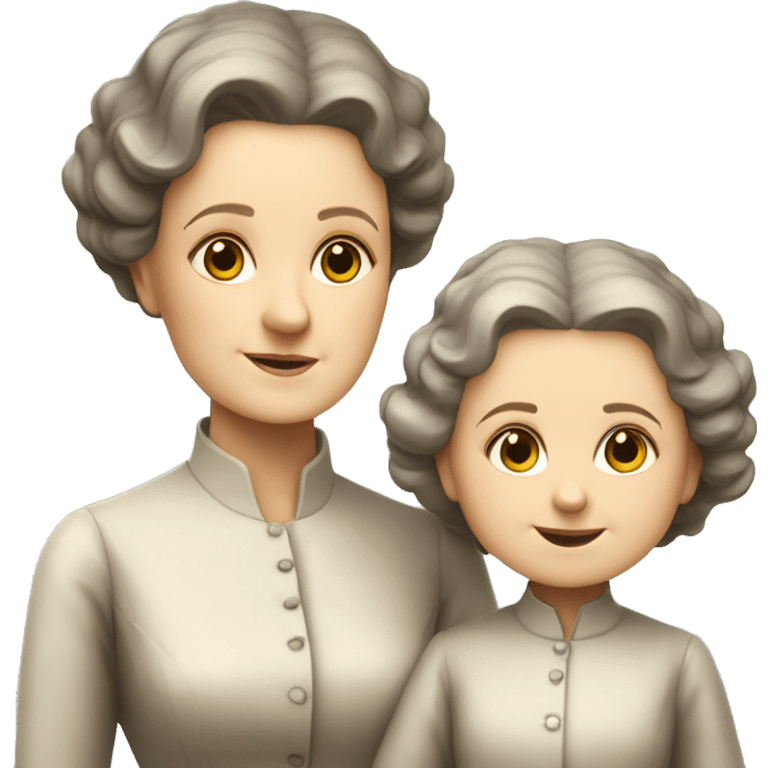 marie curie with little dother irene standing emoji