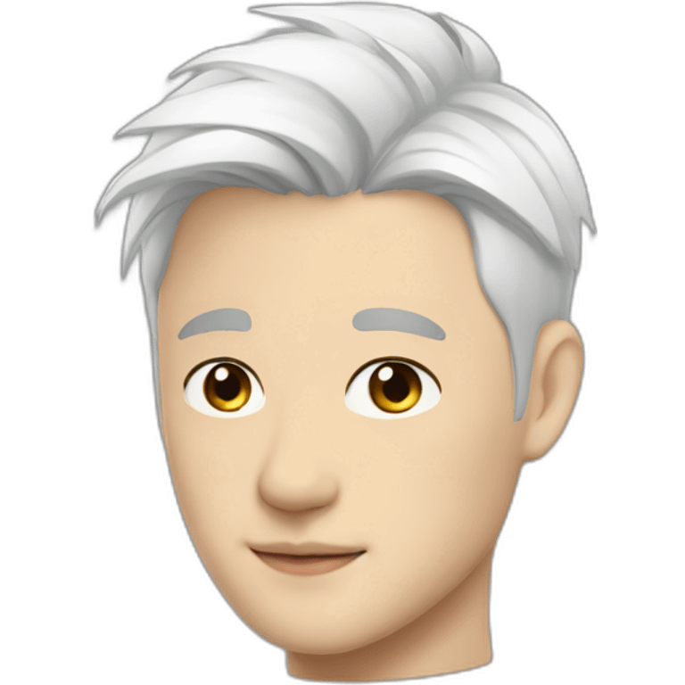 Short hair - white hair - Chinese - handsome - Stud ears emoji