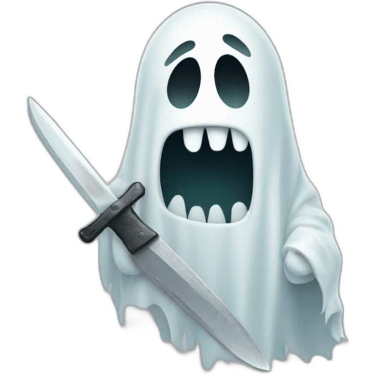 cartoony traditonal Ghost with knife emoji