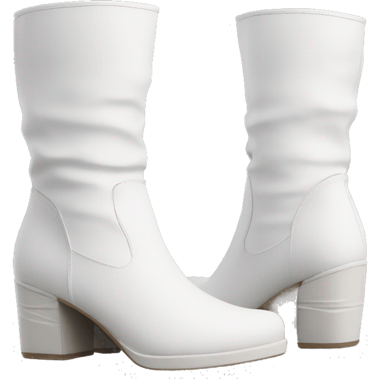 white knee high chunky heel boots emoji